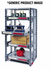 *GENERIC PRODUCT IMAGE - Representative MECO roll-out rack. RSR435-3A includes 3 roll-out shelves plus 1 fixed top shelf (4 total levels).