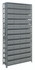 1275-701GY Shelving Unit, 12"D x 36"L x 75"H, heavy duty, 400 lb. load capacity per shelf, includes: (13) shelves, (48) 11-5/8"L x 8-3/8"W x 4-5/8"H (QED701) gray black bins, uprights and cross bars, galvanized steel finish