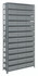 1275-801GY Shelving Unit, 12"D x 36"L x 75"H, heavy duty, 400 lb. load capacity per shelf, includes: (13) shelves, (36) 11-5/8"L x 11-1/8"W x 4-5/8"H (QED801) gray black bins, uprights and cross bars, galvanized steel finish