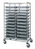 BC214069M2DGY Bin Cart, mobile, double bay, 24"W x 40"L x 69"H, includes: (22) 22-1/2"L x 17-1/2"W x3"H  (DG93030) gray bin, chrome plated finish, shipped KD