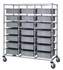 BC216069M1TGY Bin Cart, mobile, triple bay, 24"W x 60"L x 69"H, includes: (21) 22-1/2"L x 17-1/2"W x 6"H  (DG93060) gray bin, chrome plated finish, shipped KD