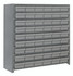 CL1239-401GY Shelving Unit, closed, 12"D x 36"L x 39"H, heavy duty, 400 lb. load capacity per shelf, includes: (10) shelves, (54) 11-5/8"L x 5-9/16"W x 2-1/8"H (QED401) clear black bins, uprights and cross bars, galvanized steel finish