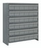 CL1839-602GY Shelving Unit, closed, 18"D x 36"L x 39"H, heavy duty, 400 lb. load capacity per shelf, includes: (7) shelves, (36) 17-7/8"L x 5-9/16"W x 4-5/8"H (QED602) gray black bins, uprights and cross bars, galvanized steel finish