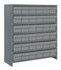 CL1239-601GY Shelving Unit, closed, 12"D x 36"L x 39"H, heavy duty, 400 lb. load capacity per shelf, includes: (7) shelves, (36) 11-5/8"L x 5-9/16"W x 4-5/8"H (QED601) clear black bins, uprights and cross bars, galvanized steel finish
