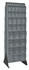 QFS270-72GY Tip Out Bin Floor Stand, double sided, 20-1/4"D x 23-5/8"W x 75"H, includes: (8) QTB303, (4) QTB304, (4) QTB305 and (2) QTB306 gray bins, 14 gauge steel, black coated finish