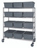 MWR4-2419-9GY Bin System Unit, mobile, 60"W x 24"D x 69"H, includes (4) wire shelves, (12) 24-1/2"L x 19"W x 9-1/2"H (TUB2419-9) gray bin and (4) 5" swivel casters, (2) with brake, chrome plated finish, shipped KD