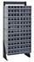 QIC-148-122GY Interlocking Storage Cabinets Floor Stand, single sided, 12"D x 23-5/8"W x 52"H, 300 lbs. load capacity, includes: (8) QIC-122, (96) gray drawers, 14 gauge steel, black coated finish