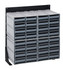 QIC-124-83GY Interlocking Storage Cabinets Floor Stand, single sided, 12"D x 23-5/8"W x 28"H, 300 lbs. load capacity, includes: (4) QIC-83, (32) gray drawers, 14 gauge steel, black coated finish