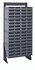 QIC-148-83GY Interlocking Storage Cabinets Floor Stand, single sided, 12"D x 23-5/8"W x 52"H, 300 lbs. load capacity, includes: (8) QIC-83, (64) gray drawers, 14 gauge steel, black coated finish