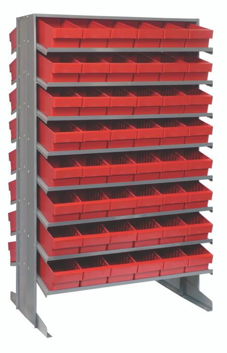 QPRD-601RD Pick Rack, slopped, double sided, 24"L x 36"W x 60"H, 800 lbs. capacity, (16) shelves configuration, includes: (96) QED601 red bins