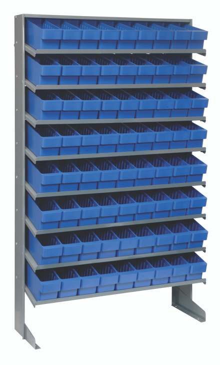 QPRS-501BL Pick Rack, slopped, single sided, 12"D x 36"W x 63-1/2"H, 400 lbs. capacity, includes: (8) shelves and (72) QED501 blue bins, galvanized steel