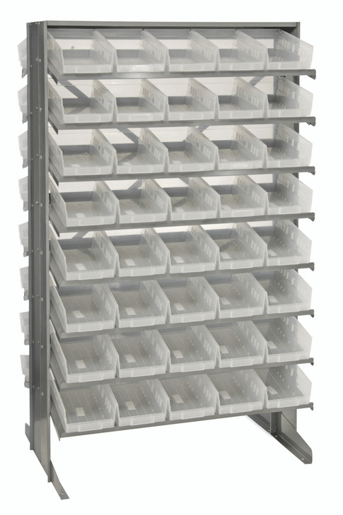 QPRD-102CL Pick Rack, slopped, double sided, 24"L x 36"W x 60"H, 800 lbs. capacity, (16) shelves configuration, includes: (80) QSB102 clear bins