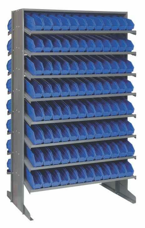 QPRD-100BL Pick Rack, slopped, double sided, 24"L x 36"W x 60"H, 800 lbs. capacity, (16) shelves configuration, includes: (192) QSB100 blue bins