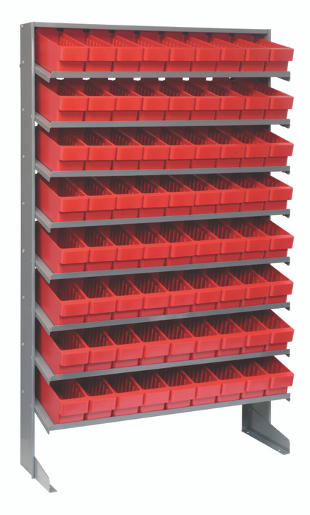 QPRS-501RD Pick Rack, slopped, single sided, 12"D x 36"W x 63-1/2"H, 400 lbs. capacity, includes: (8) shelves and (72) QED501 red bins, galvanized steel