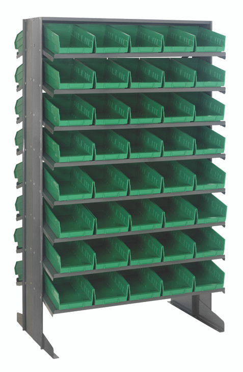 QPRD-102GN Pick Rack, slopped, double sided, 24"L x 36"W x 60"H, 800 lbs. capacity, (16) shelves configuration, includes: (80) QSB102 green bins