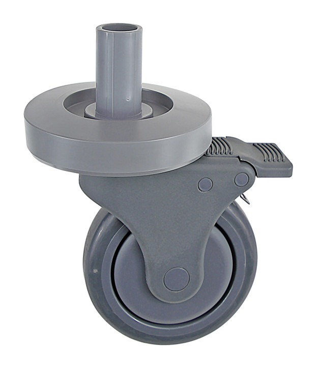 QPPSC-5S Millenia Caster Kit, includes: set of (4) swivel polymer casters, (2) with break, donut bumper and stem adapter