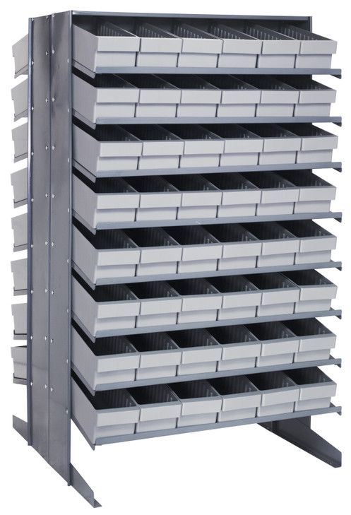 QPRD-602GY Pick Rack, slopped, double sided, 36"L x 36"W x 60"H, 800 lbs. capacity, (16) shelves configuration, includes: (96) QED602 gray bins