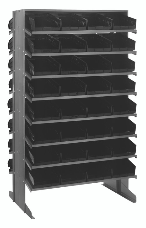 QPRD-107BK Pick Rack, slopped, double sided, 24"L x 36"W x 60"H, 800 lbs. capacity, (16) shelves configuration, includes: (64) QSB107 black bins