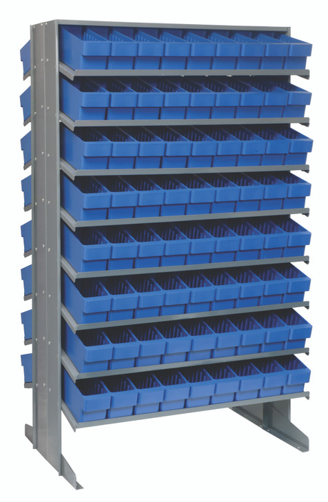 QPRD-501BL Pick Rack, slopped, double sided, 24"L x 36"W x 60"H, 800 lbs. capacity, (16) shelves configuration, includes: (144) QED501 blue bins