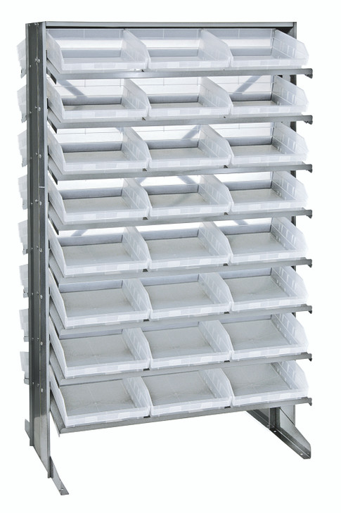 QPRD-109CL Pick Rack, slopped, double sided, 24"L x 36"W x 60"H, 800 lbs. capacity, (16) shelves configuration, includes: (48) QSB109 clear bins
