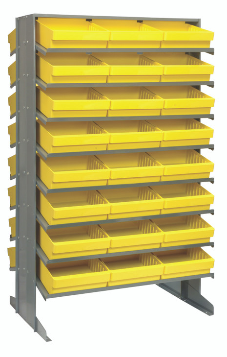 QPRD-801YL Pick Rack, slopped, double sided, 24"L x 36"W x 60"H, 800 lbs. capacity, (16) shelves configuration, includes: (48) QED801 yellowe bins