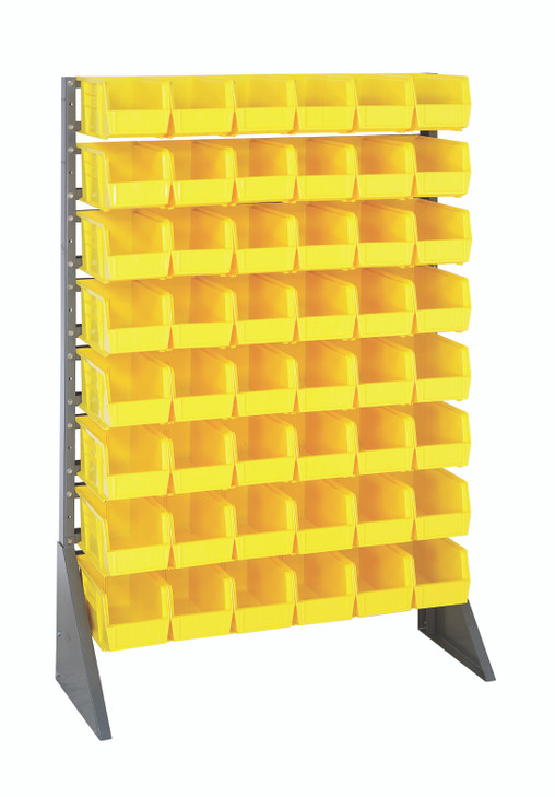 QRU-16S-230-48YL Rail Rack, single sided, 36"L x 15"W x 53"H, 600 lbs load capacity, includes: (16) rails and (48) QUS230 yellow bins, galvanized steel