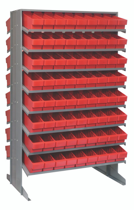 QPRD-501RD Pick Rack, slopped, double sided, 24"L x 36"W x 60"H, 800 lbs. capacity, (16) shelves configuration, includes: (144) QED501 red bins