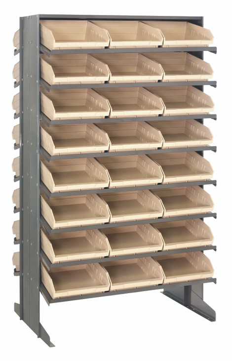 QPRD-109IV Pick Rack, slopped, double sided, 24"L x 36"W x 60"H, 800 lbs. capacity, (16) shelves configuration, includes: (48) QSB109 ivory bins