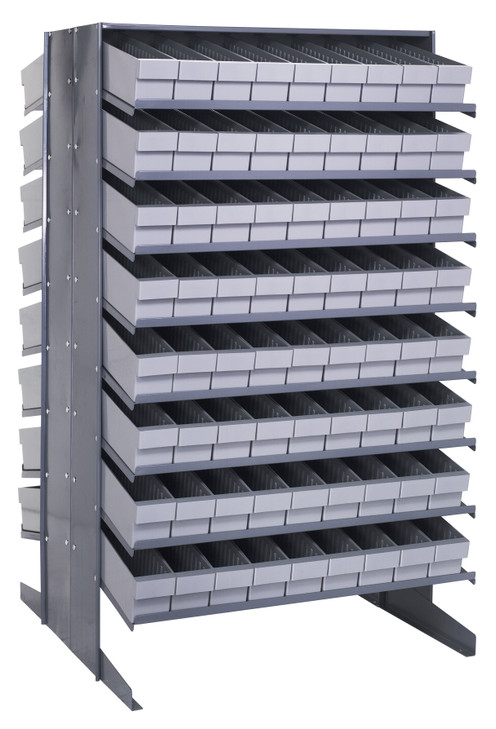 QPRD-604GY Pick Rack, slopped, double sided, 36"L x 36"W x 60"H, 800 lbs. capacity, (16) shelves configuration, includes: (144) QED604 gray bins