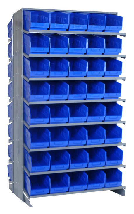 QPRD-202BL Pick Rack, slopped, double sided, 24"L x 36"W x 63-1/2"H, 800 lbs. capacity, (16) shelves configuration, includes: (80) QSB202 blue bins