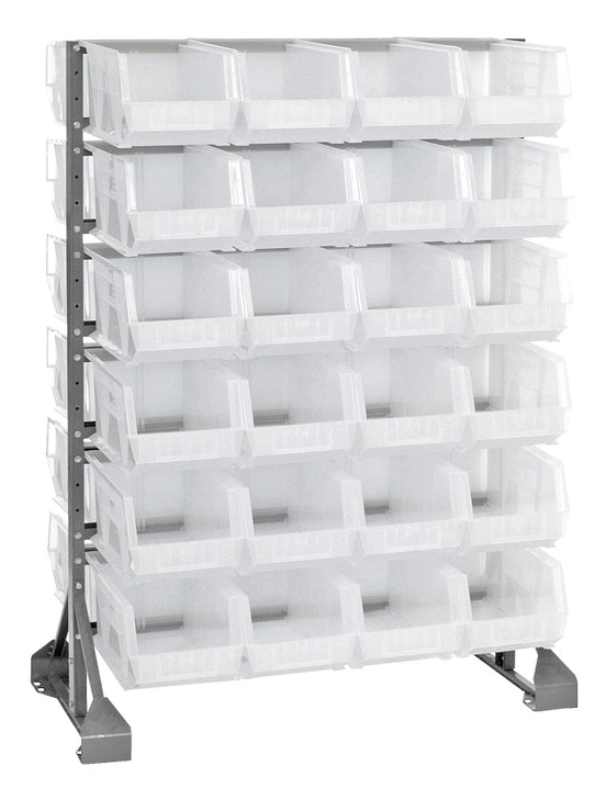 QRU-12D-240-48CL Rail Rack, double sided, 36"L x 20"W x 53"H, 1500 lbs load capacity, includes: (12) rails and (48) QUS240 clear bins, galvanized steel