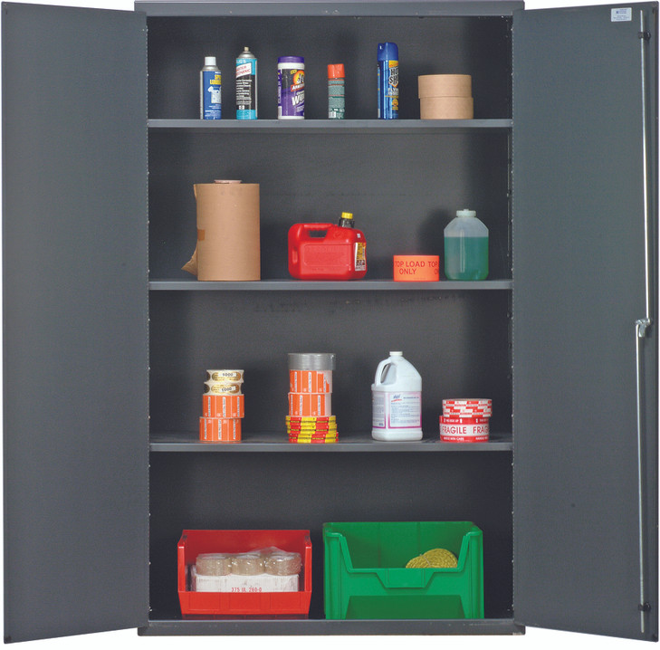 QSC-3IS Heavy-Duty 48" Cabinet, 48"W x 24"D x 78"H, 400 lb. capacity per shelf, 14 gauge all welded construction, includes: (3) adjustable shelves, gray powder-coated finish