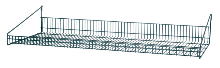 SG-LS1448P Store Grid Shelf, 48"W x 14"D x 7-1/2"H, with retaining front edge, green epoxy antimicrobial finish, NSF