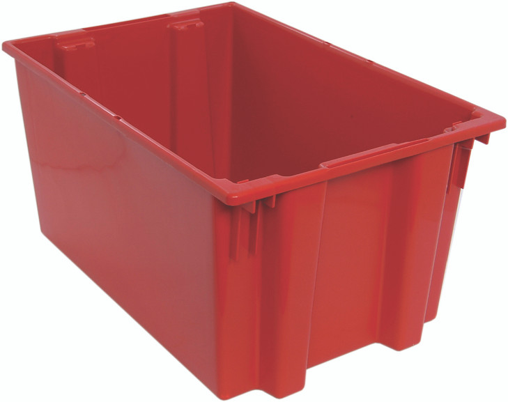 SNT300RD Stack and Nest Tote, 29-1/2"W x 19-1/2"D x 15"H, heavy duty, 3.70 cu. ft. capacity, red polypropylene, Made in USA (priced per each, 3 each per carton)