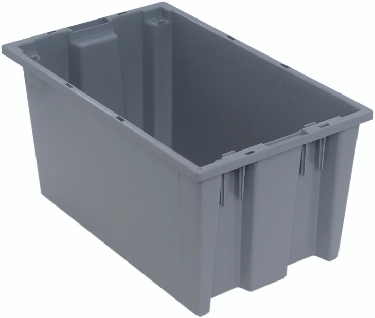 SNT185GY Stack and Nest Tote, 18"W x 11"D x 9"H, heavy duty, 0.76 cu. ft. capacity, gray polypropylene, Made in USA (priced per each, 6 each per carton)
