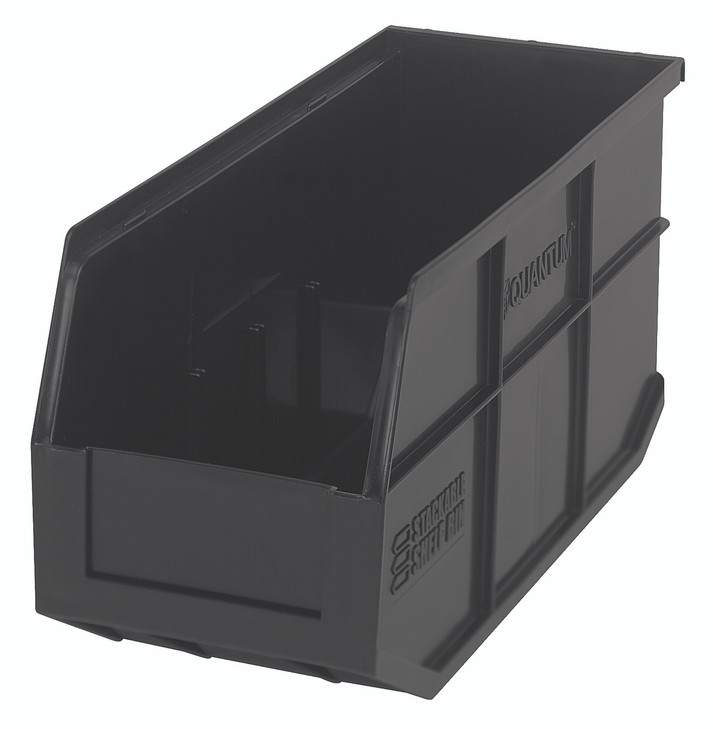 SSB441BK Stackable Shelf Bin, 14"W x 6"D x 7"H, autoclavable up to 250°F, polypropylene, black, made in USA