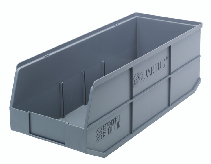 SSB483GY Stackable Shelf Bin, 20-1/2"W x 8-1/4"D x 7"H, autoclavable up to 250°F, polypropylene, gray, made in USA