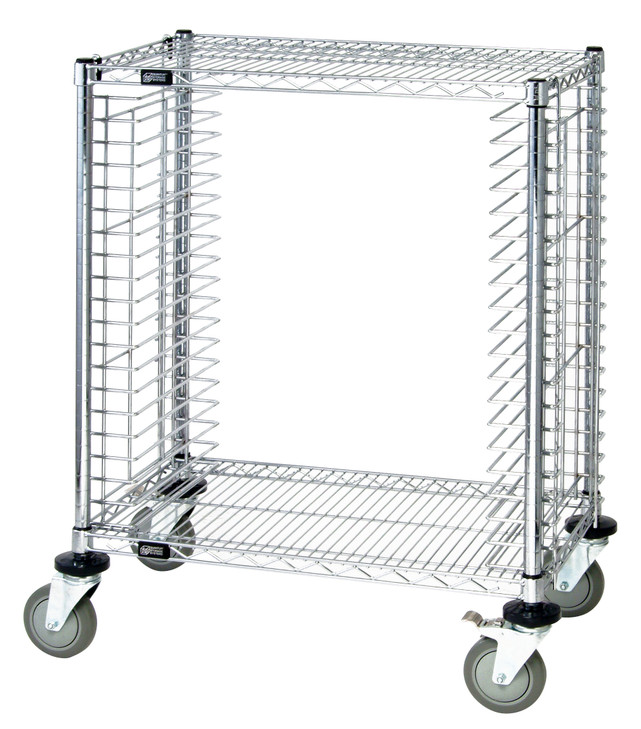 TC-19CO Tray Cart, mobile, conductive, half size, 30"W x 18"D x 39"H, side loading, holds (19) trays, casters, chrome plated finish