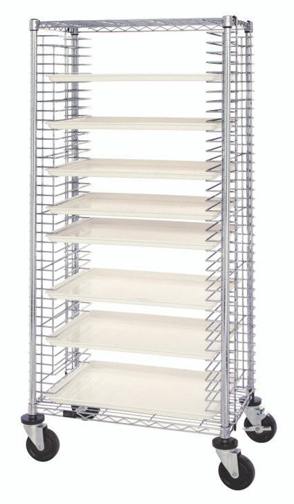 TC-39 Tray Cart, mobile, full size, 30"W x 18"D x 69"H, side loading, holds (39) trays, casters, chrome plated finish, NSF