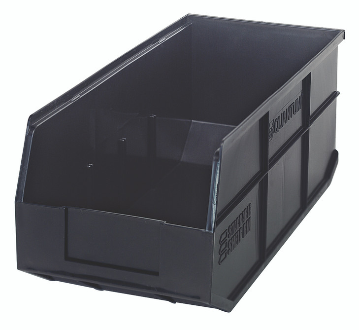 SSB463BK Stackable Shelf Bin, 18"W x 8-1/4"D x 7"H, autoclavable up to 250°F, polypropylene, black, made in USA