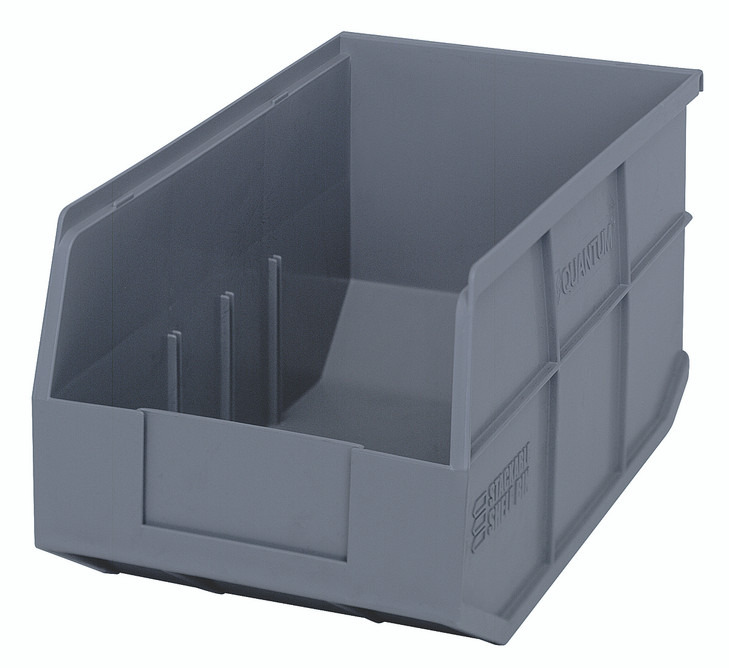 SSB443GY Stackable Shelf Bin, 14"W x 8-1/4"D x 7"H, autoclavable up to 250°F, polypropylene, gray, made in USA
