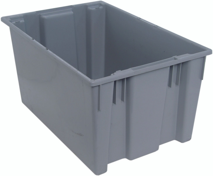 SNT300GY Stack and Nest Tote, 29-1/2"W x 19-1/2"D x 15"H, heavy duty, 3.70 cu. ft. capacity, gray polypropylene, Made in USA (priced per each, 3 each per carton)