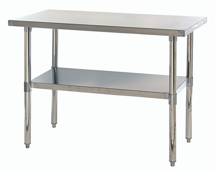SST-2448U Work Table, 48"W x 24"D x 34"H, hemmed edges, adjustable undershelf, adjustable feet, 304 stainless steel, shipped KD