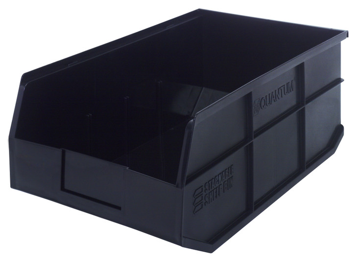 SSB465BK Stackable Shelf Bin, 18"W x 11"D x 7"H, autoclavable up to 250°F, polypropylene, black, made in USA