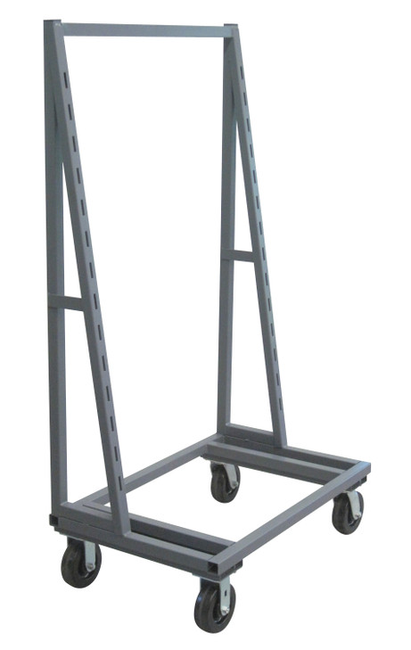 TTS-18 Removable Tray Truck, single sided, 38"W x 18"D x 67"H, 2000 lbs. load capacity, all-welded construction, includes slotted uprights every 3-1/2" centers and bolt on casters (2 swivel and 2 rigid), black steel