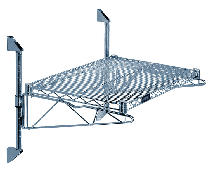 WC14-CB2172C Cantilever Single Shelf Post Wall Mount, (1) 72"W x 21"D shelf, (2) 14" posts, (2) 21" cantilevers and (2) mounting brackets, chrome plated finish, NSF