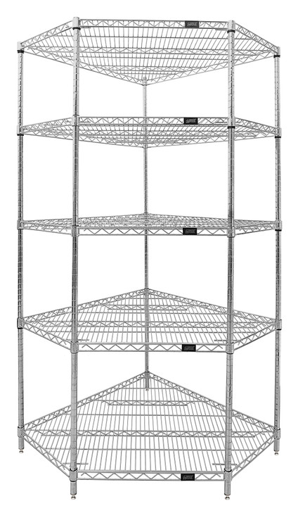 WR86-2442CRNC-5 Wire Shelving, Starter Kit, 5-Sided Shelf, includes: (5) shelves, (4) posts and (20) split sleeves, chrome plated finish, suitable for dry environments, NSF, shipped KD
