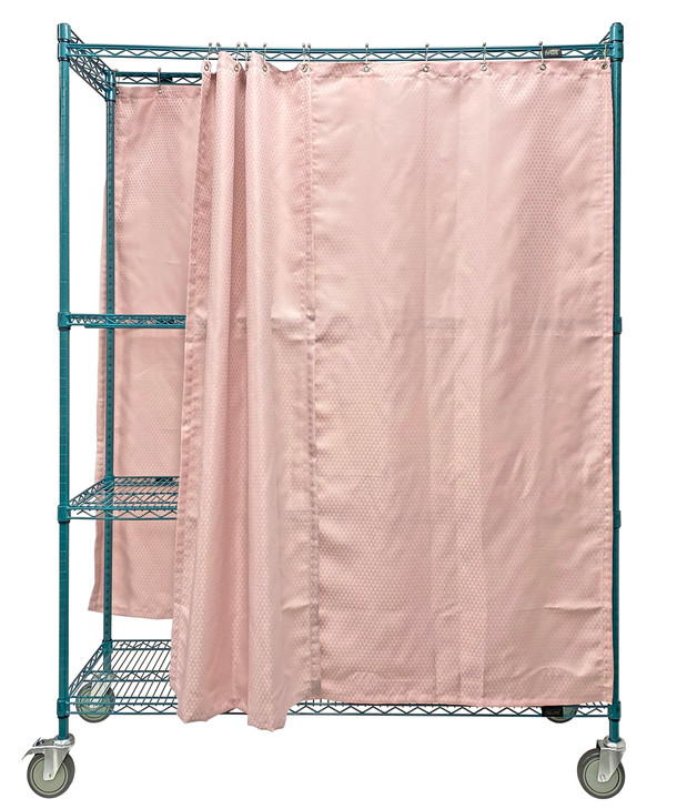 WRC74-1860FP-3PC Mobile Privacy Storage Cart, 60"W x 18"D x 80"H, 1200 lb. load capacity, includes curtains, green epoxy antimicrobial finish