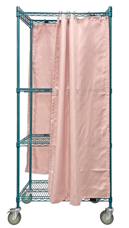 WRC74-1836FP-3PC Mobile Privacy Storage Cart, 36"W x 18"D x 80"H, 1200 lb. load capacity, includes curtains, green epoxy antimicrobial finish