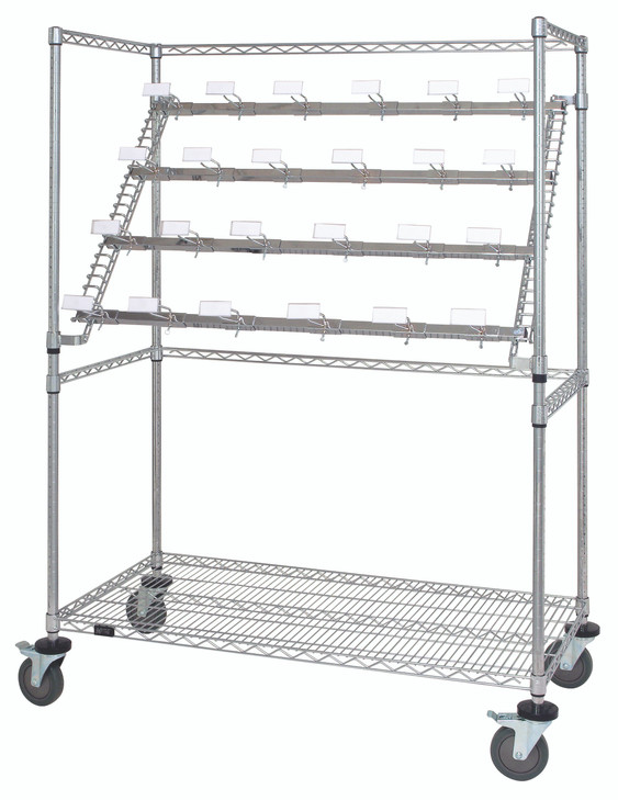 WRC-BC2460 Catheter Hold and Store Cart, 60"L x 24"W x 69"H, includes: (42) catheter hooks and (4) casters (2 with break), chrme plated finish